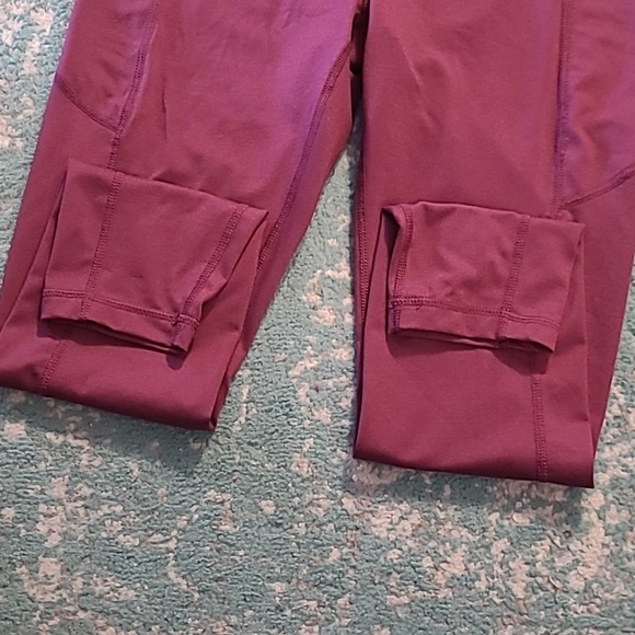 Velocity Womens activewear leggings ankle polyester spandex red wine lightweight - Picture 2 of 6